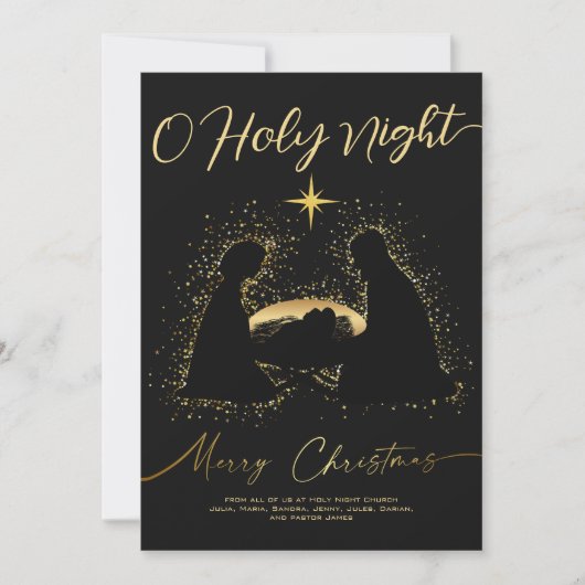 2026 Kalender Black Nativity Manger O Holy Script Feestdagenkaart (Voorkant)