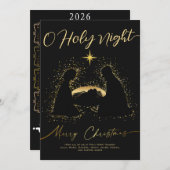 2026 Kalender Black Nativity Manger O Holy Script Feestdagenkaart (Voorkant / Achterkant)