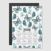 2026 Kalender Blauw Groene Vlinders Patroon (Voorkant / Achterkant)