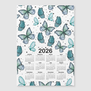 2026 Kalender Blauw Groene Vlinders Patroon