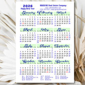 2026 Kalender Blauw Script Eenvoudig Zakelijk Magn