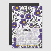 2026 Kalender Blauw Violette Bloemen met Bladeren (Voorkant / Achterkant)