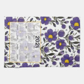 2026 Kalender Blauw Violette Bloemen met Bladeren Theedoek (Horizontaal)