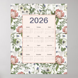 2026 Kalender Bloemen Vlinders Poster