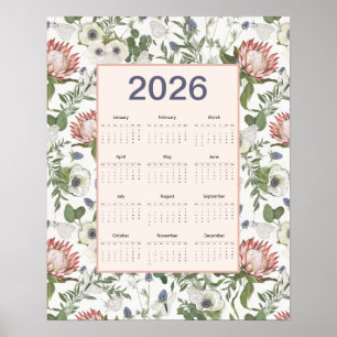 2026 Kalender Bloemen Vlinders Poster