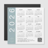 2026 Kalender Blue Border QR Code Company Logo (Voorkant / Achterkant)