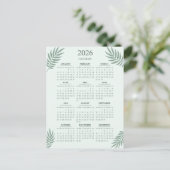 2026 Kalender Boho Bloemig Esthetisch Mintgroen Briefkaart (Staand voorkant)