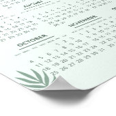 2026 Kalender Boho Bloemig Esthetisch Mintgroen Poster (Hoek)