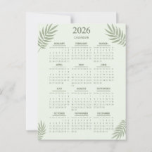 2026 Kalender Boho Floral Aesthetic Sage Green