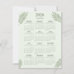 2026 Kalender Boho Floral Aesthetic Sage Green Briefkaart
