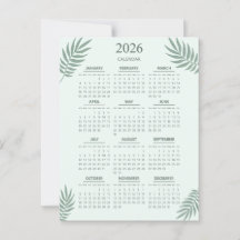 2026 Kalender Boho Floral Esthetische Munt Groen