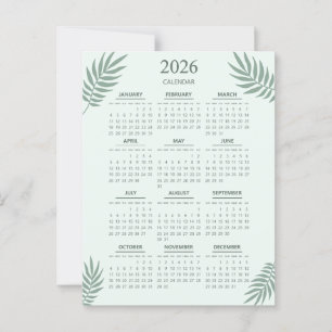 2026 Kalender Boho Floral Esthetische Munt Groen Briefkaart