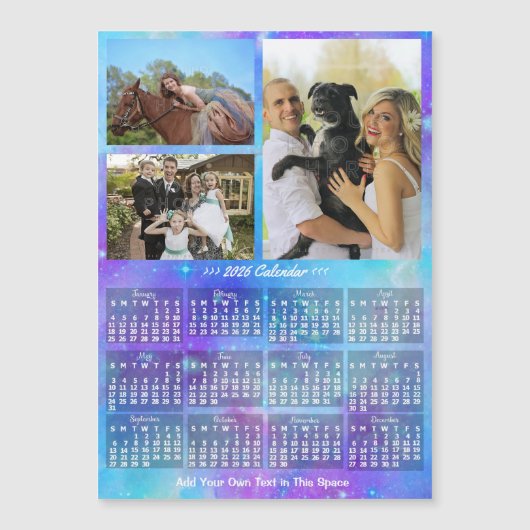 2026 Kalender Boho Watercolor Aangepaste Foto Magn (Voorkant)