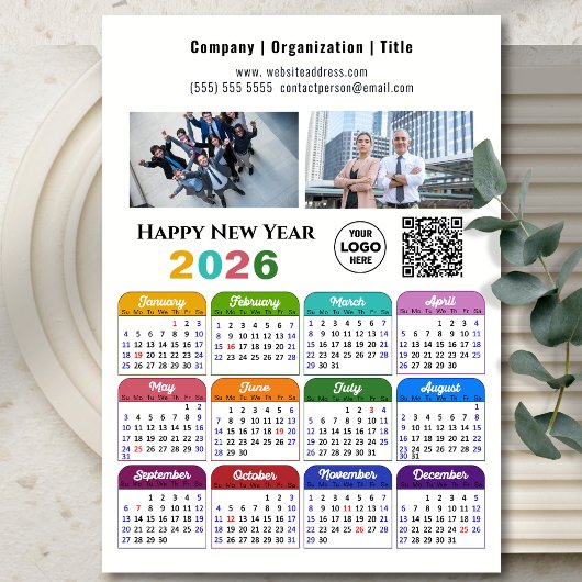 2026 Kalender Business 2 Foto Logo QR Magnetisch