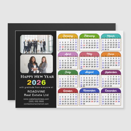 2026 Kalender Business 2 Foto US Vakantie Magnetis (Voorkant / Achterkant)