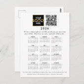 2026 Kalender Business Logo Contactgegevens QR-cod Briefkaart (Voorkant / Achterkant)