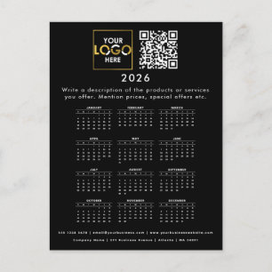 2026 Kalender Business Logo Contactgegevens QR-cod Briefkaart