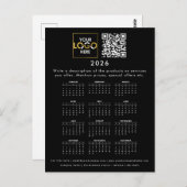2026 Kalender Business Logo Contactgegevens QR-cod Briefkaart (Voorkant / Achterkant)