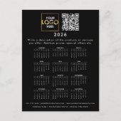 2026 Kalender Business Logo Contactgegevens QR-cod Briefkaart (Voorkant)