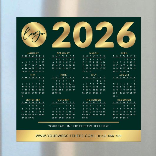2026 Kalender Business Logo Green & Gold Corporate
