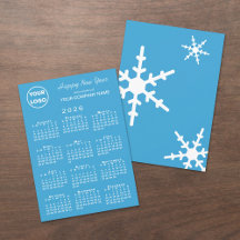 2026 Kalender Business Logo Light Blue Snowflake