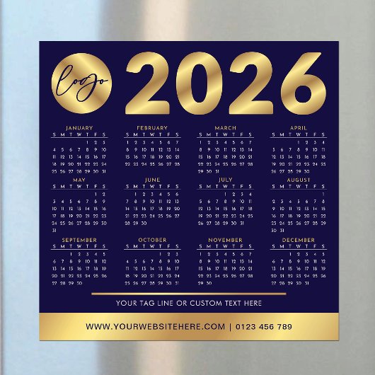2026 Kalender Business Logo Navy & Gold Corporate