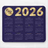 2026 Kalender Business Logo Navy & Gold Corporate Muismat (Voorkant)