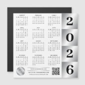 2026 Kalender Business Logo QR Code Chrome Silver (Voorkant / Achterkant)