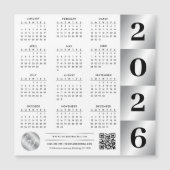 2026 Kalender Business Logo QR Code Chrome Silver (Voorkant)