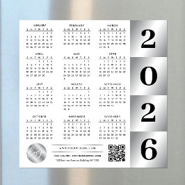 2026 Kalender Business Logo QR Code Chrome Silver