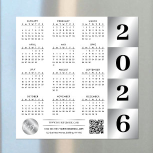 2026 Kalender Business Logo QR Code Chrome Silver