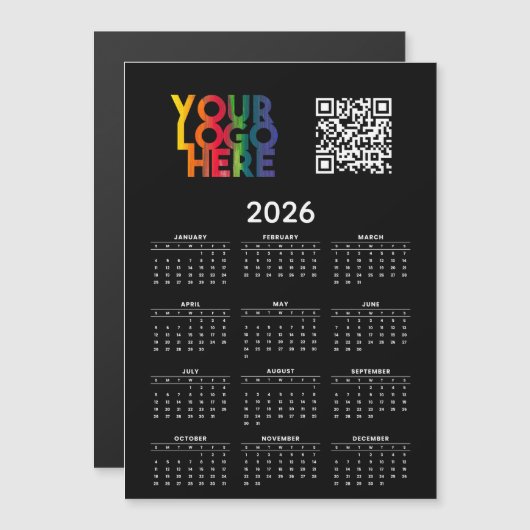 2026 Kalender Business Logo QR Code Magnetische Ka (Voorkant / Achterkant)