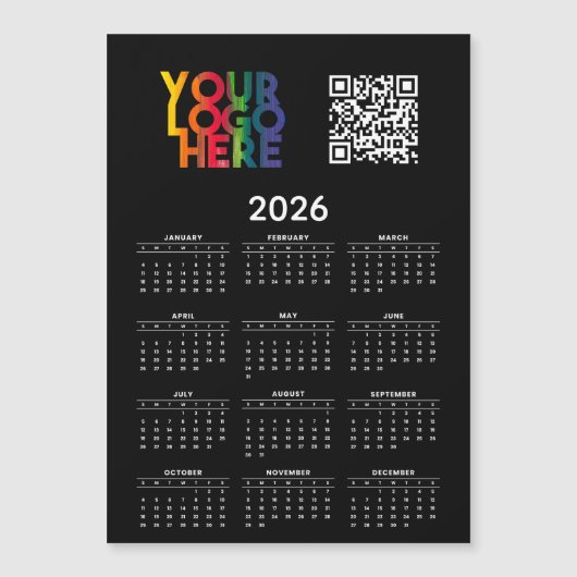 2026 Kalender Business Logo QR Code Magnetische Ka (Voorkant)