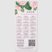 2026 Kalender Business Logo QR Code Roze Bloemen (Voorkant)