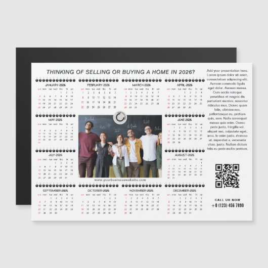 2026 Kalender Business Logo QR Code Team Foto (Voorkant / Achterkant)