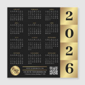 2026 Kalender Business Logo QR Code Zwart & Goud (Voorkant)
