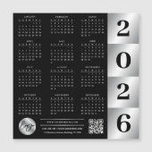 2026 Kalender Business Logo QR Code Zwart & Zilver (Voorkant)