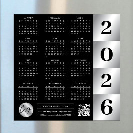 2026 Kalender Business Logo QR Code Zwart & Zilver
