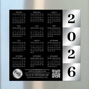 2026 Kalender Business Logo QR Code Zwart & Zilver