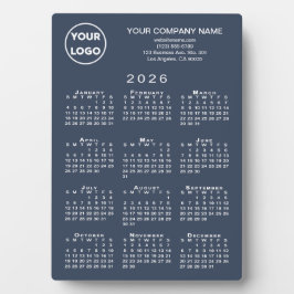 2026 Kalender Business Logo Text Navy Blue Desktop Fotoplaat