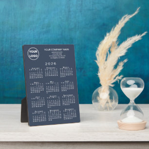2026 Kalender Business Logo Text Navy Blue Desktop Fotoplaat
