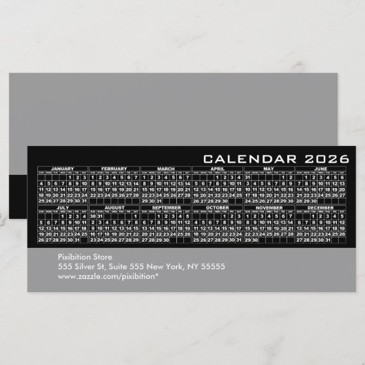 2026 Kalender Business Rack Kaart Zwart (Voorkant / Achterkant)