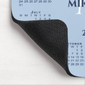2026 Kalender Chic Monogram Naam op Lichtblauw Muismat (Hoek)