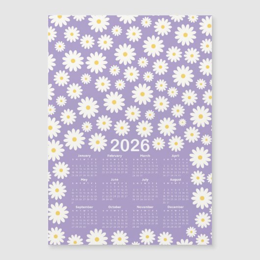 2026 Kalender Daisy Flower Pattern (Voorkant)