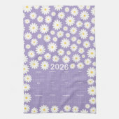 2026 Kalender Daisy Flower Pattern Theedoek (Verticaal)