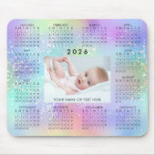 2026 Kalender Eén Foto Rainbow Glitter Muismat (Voorkant)