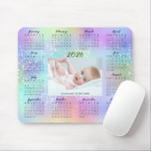 2026 Kalender Eén Foto Rainbow Glitter Script Muismat (Met muis)