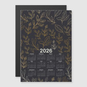 2026 Kalender Elegant Gouden Bladeren Patroon (Voorkant / Achterkant)
