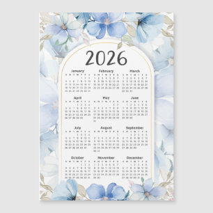 2026 Kalender Elegante Blauwe Bloementuin