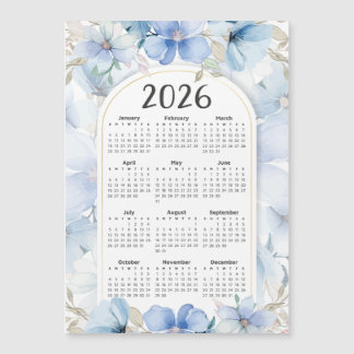 2026 Kalender Elegante Blauwe Bloementuin